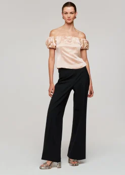 Champagne Julia Bardot Frill Sleeve Top