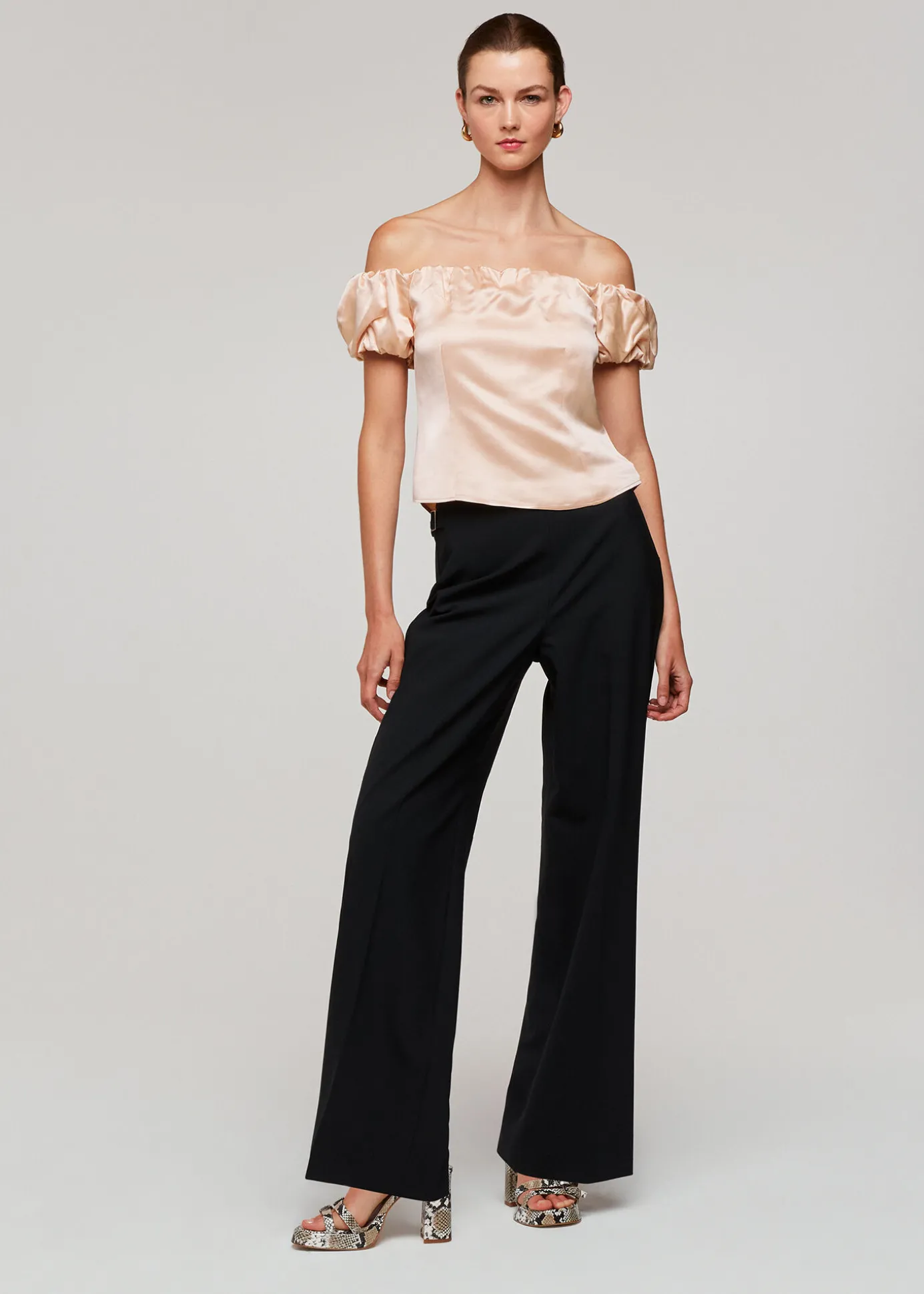 Champagne Julia Bardot Frill Sleeve Top