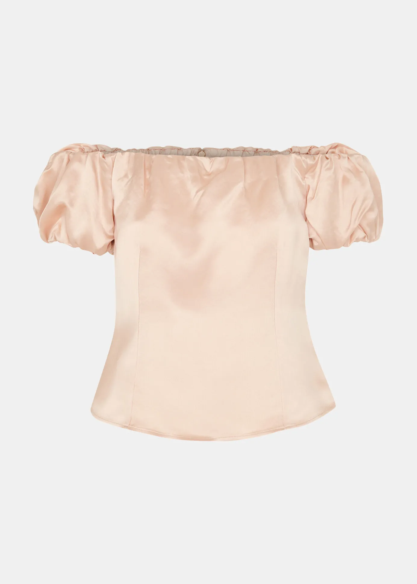 Champagne Julia Bardot Frill Sleeve Top