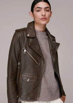 Chocolate Agnes Pocket Leather Jacket