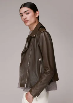 Chocolate Agnes Pocket Leather Jacket