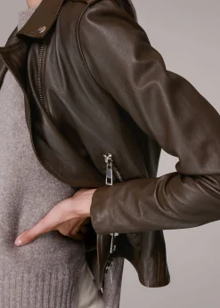 Chocolate Agnes Pocket Leather Jacket