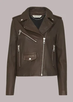 Chocolate Agnes Pocket Leather Jacket