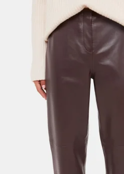 Chocolate Flat Front Leather Trousers