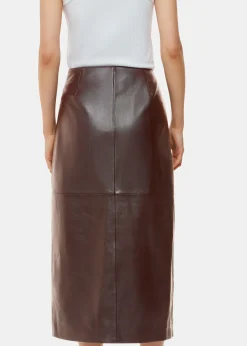 Chocolate Josie Wrap Leather Skirt