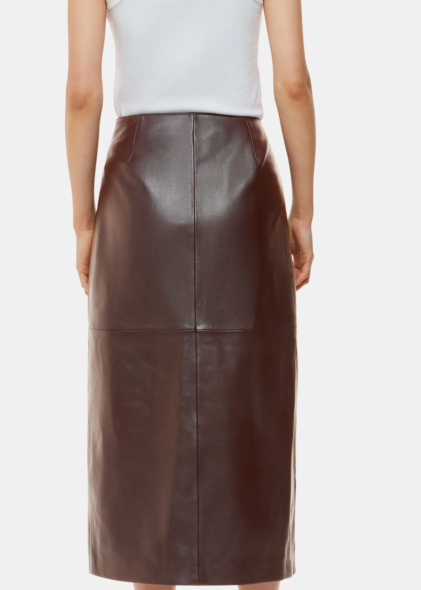 Chocolate Josie Wrap Leather Skirt