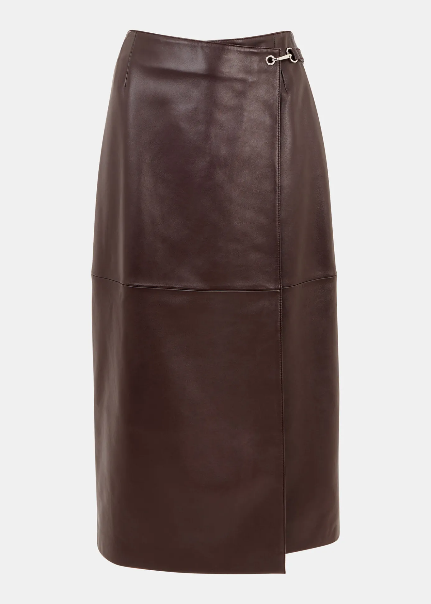 Chocolate Josie Wrap Leather Skirt