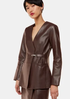 Chocolate Josie Wrap Leather Blazer