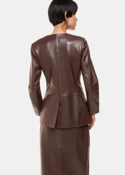 Chocolate Josie Wrap Leather Blazer