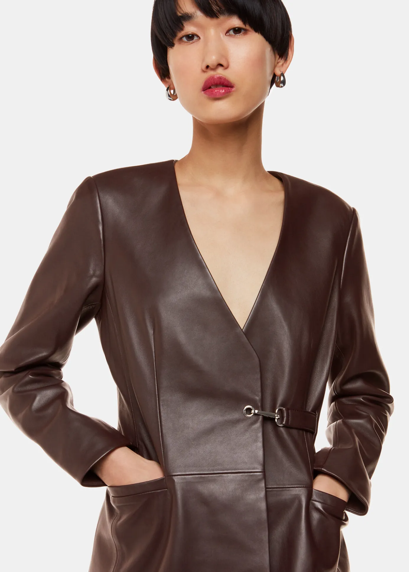 Chocolate Josie Wrap Leather Blazer