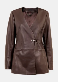 Chocolate Josie Wrap Leather Blazer