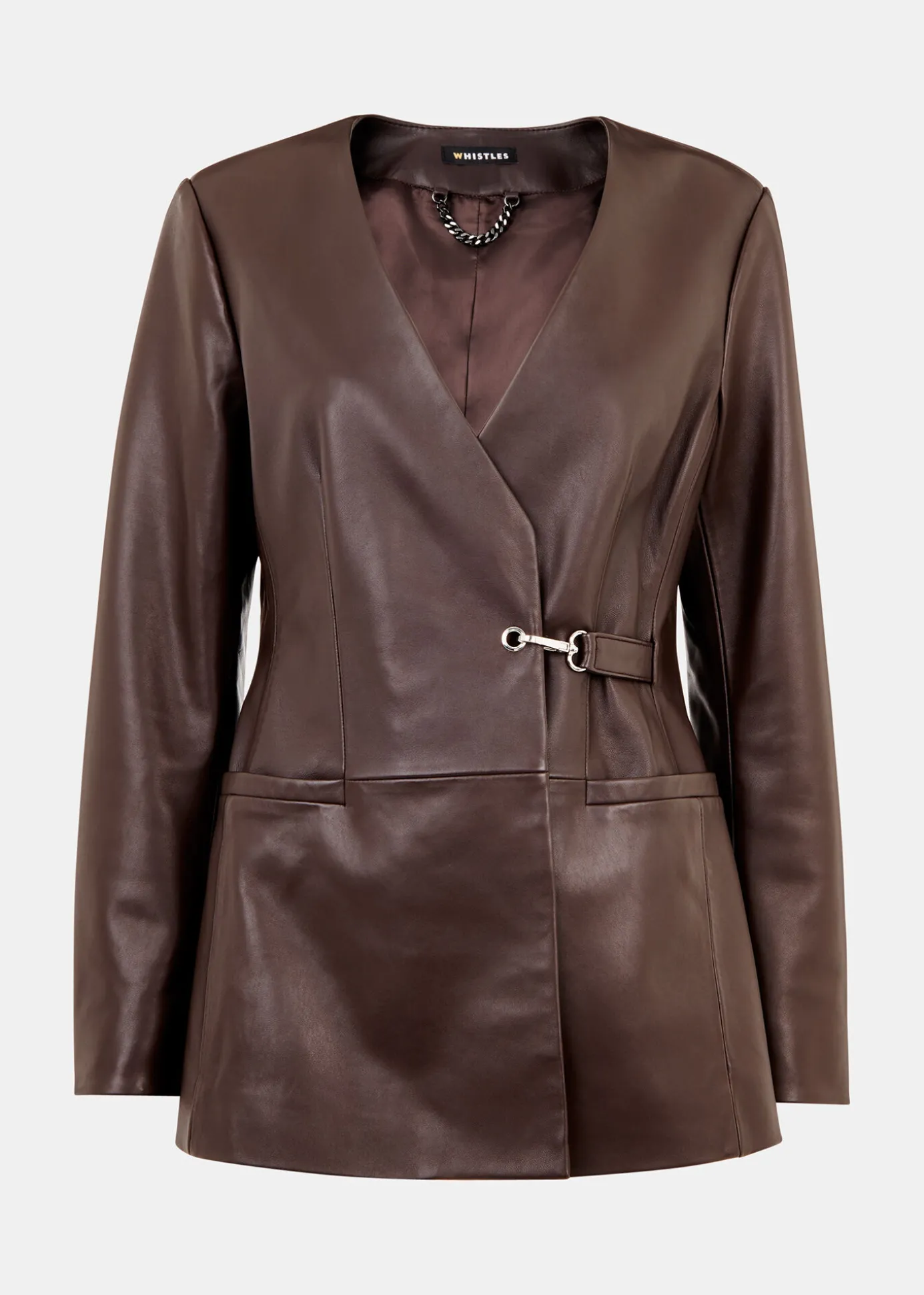 Chocolate Josie Wrap Leather Blazer