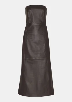 Chocolate Leather Bandeau Dress