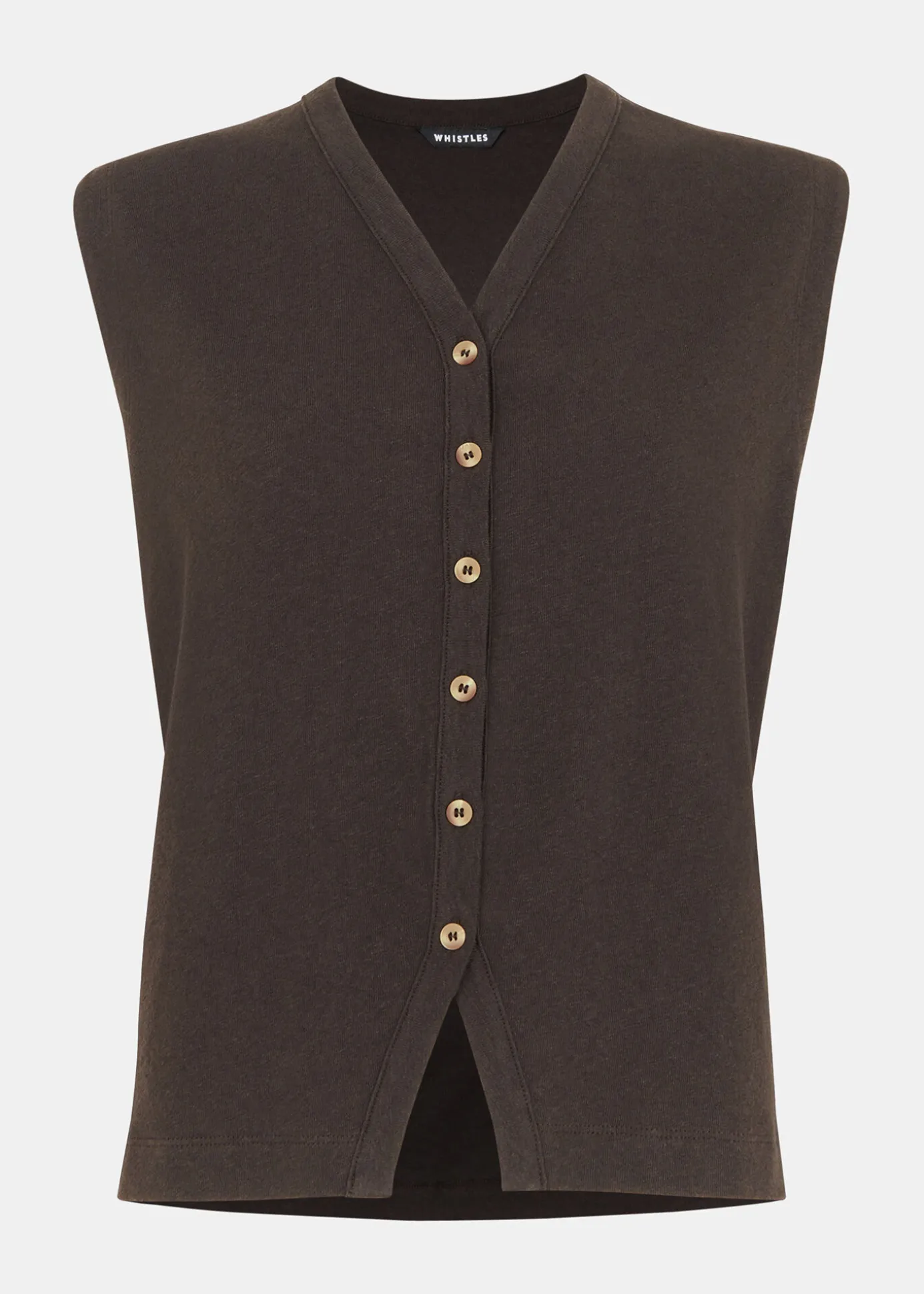 Chocolate Linen Button Front Tank