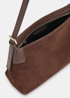 Chocolate Paloma Suede Shoulder Bag