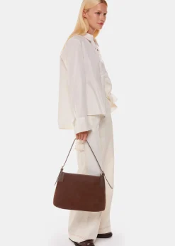 Chocolate Paloma Suede Shoulder Bag