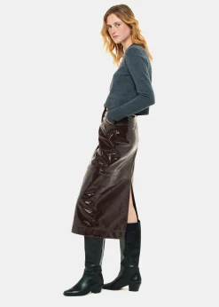 Chocolate Rachel Patent Leather Skirt
