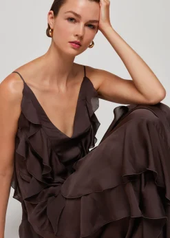 Chocolate Ruffle Maxi Dress