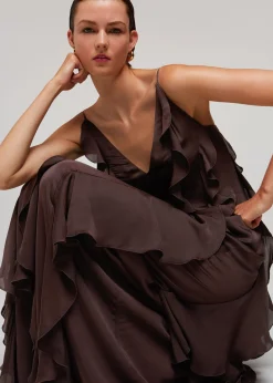 Chocolate Ruffle Maxi Dress