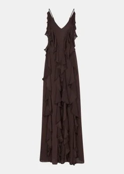 Chocolate Ruffle Maxi Dress