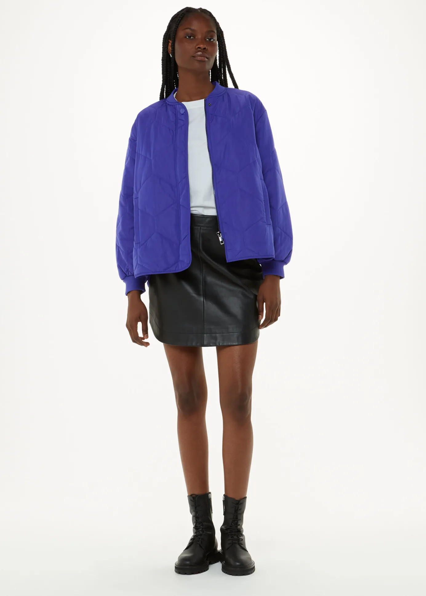 Cobalt Blue Ida Short Quilted Coat