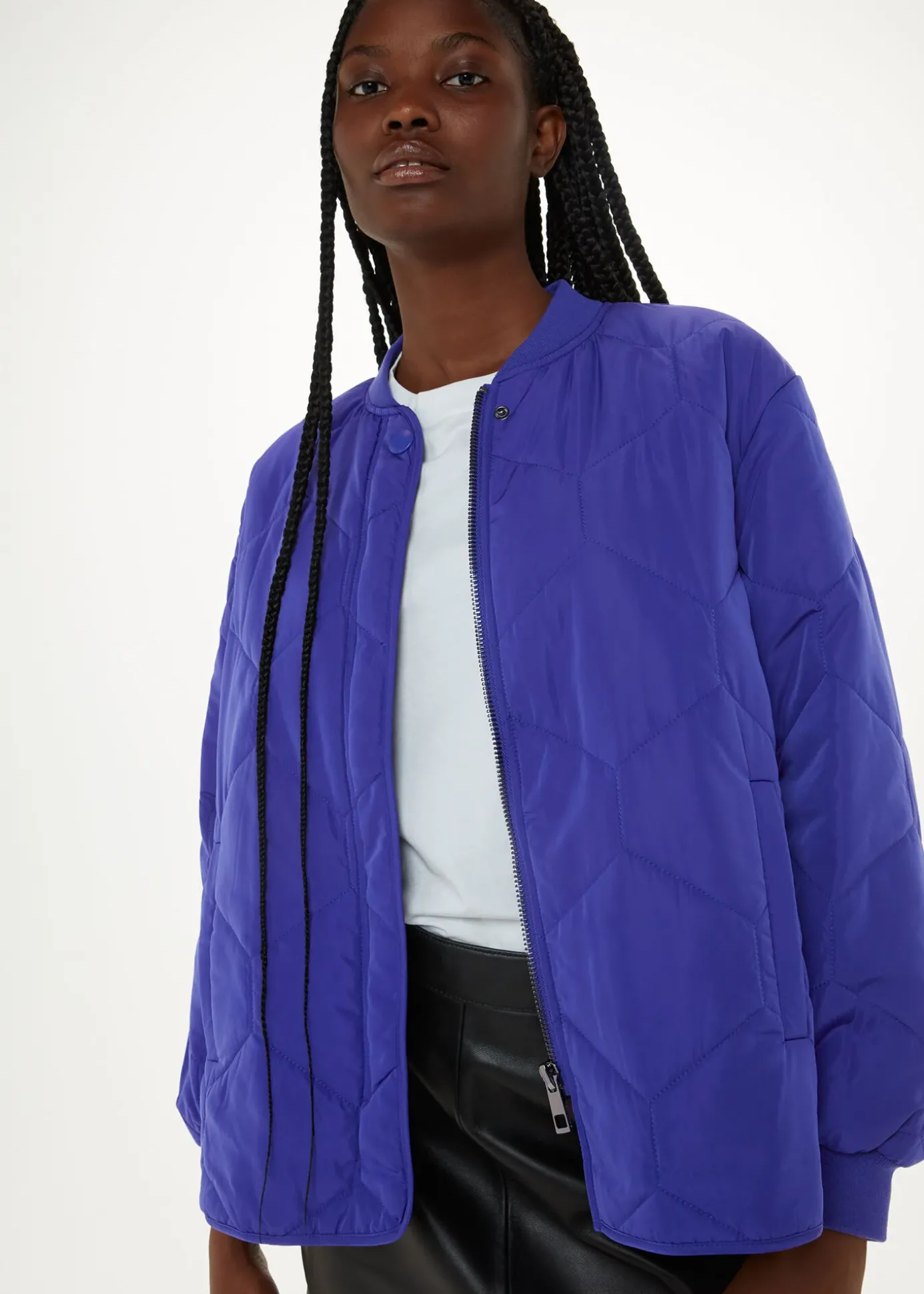 Cobalt Blue Ida Short Quilted Coat