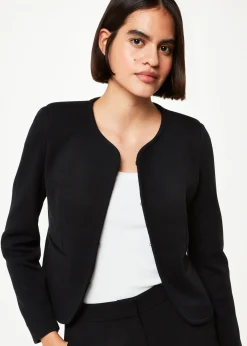 Collarless Jersey Jacket