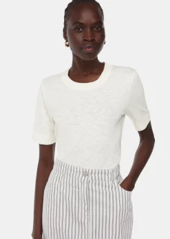 Cream Rosa Double Trim T-Shirt