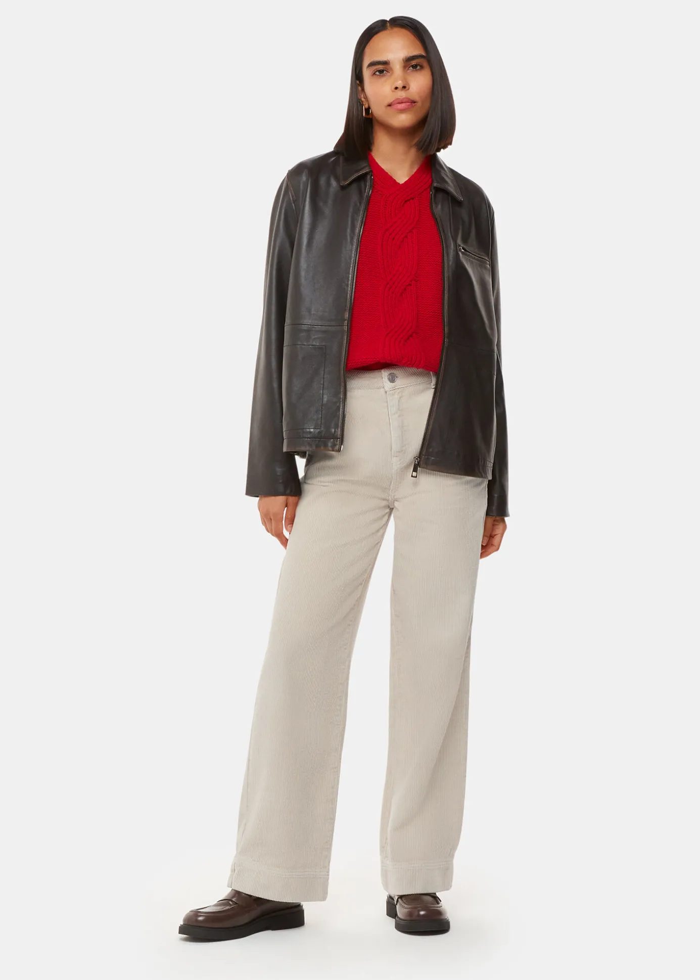 Cream Wide Leg Cord Jean