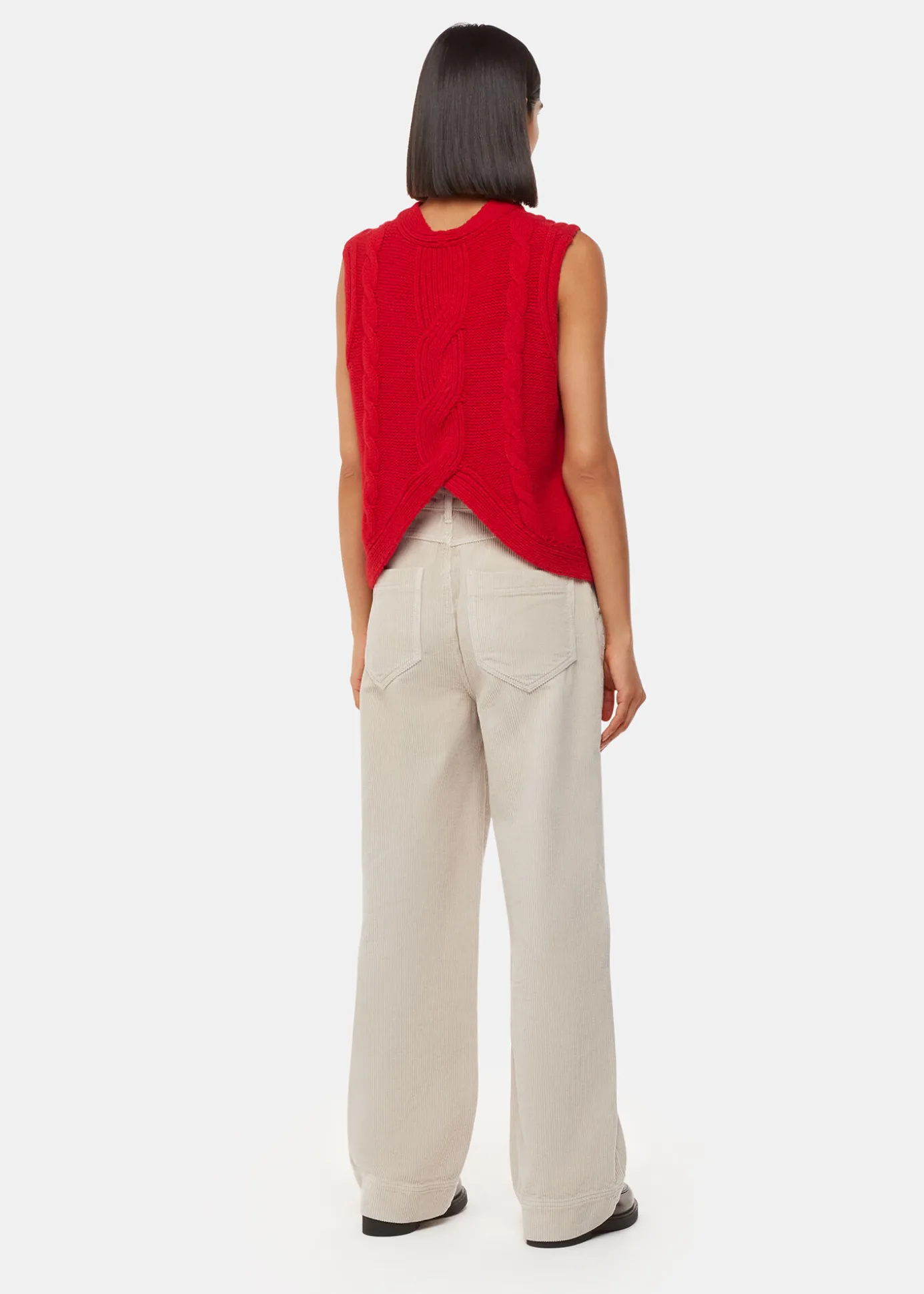 Cream Wide Leg Cord Jean