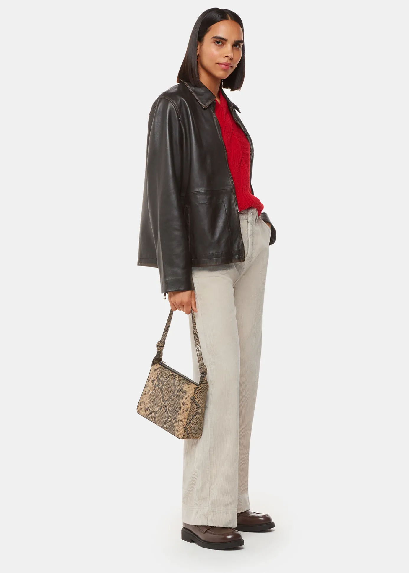 Cream Wide Leg Cord Jean