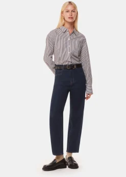 Dark Denim Stretch Barrel Leg Jean