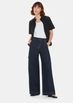 Dark Denim Wide Leg Cargo Jean