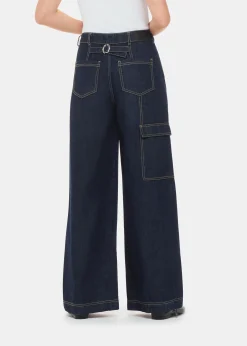 Dark Denim Wide Leg Cargo Jean