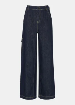 Dark Denim Wide Leg Cargo Jean