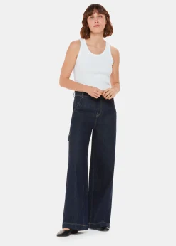Dark Denim Wide Leg Cargo Jean