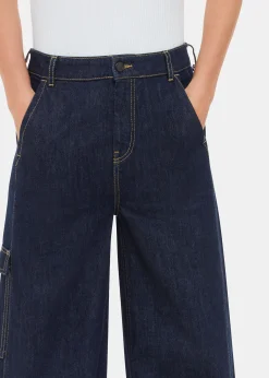 Dark Denim Wide Leg Cargo Jean