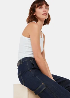 Dark Denim Wide Leg Cargo Jean