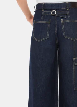 Dark Denim Wide Leg Cargo Jean