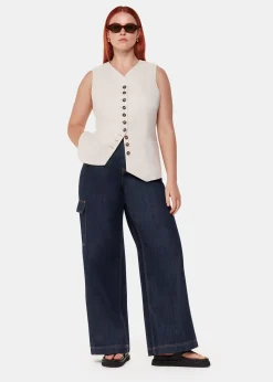 Dark Denim Wide Leg Cargo Jean