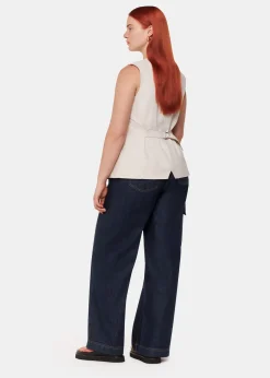 Dark Denim Wide Leg Cargo Jean