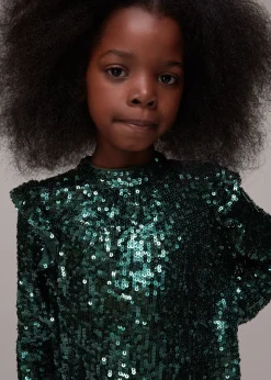 Dark Green Alma Sequin Dress