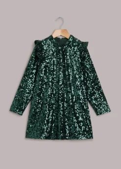 Dark Green Alma Sequin Dress