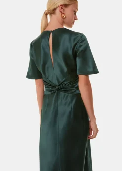 Dark Green Avery Satin Twist Dress