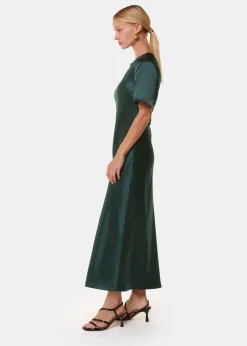 Dark Green Avery Satin Twist Dress