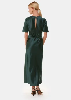 Dark Green Avery Satin Twist Dress