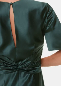 Dark Green Avery Satin Twist Dress