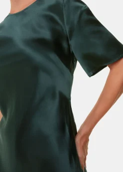 Dark Green Avery Satin Twist Dress