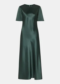 Dark Green Avery Satin Twist Dress