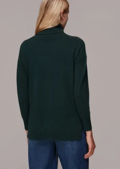 Dark Green Cashmere Roll Neck Jumper